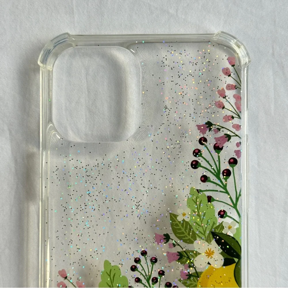 Clear Glitter Floral Phone Case For IPhone 12 Pro Max